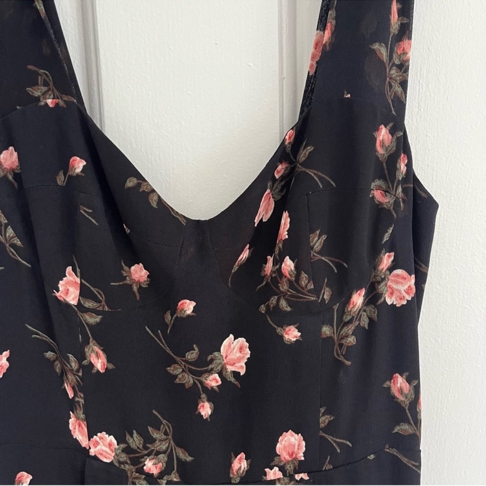 Reformation Fulton Dress Romy Floral Black Pink Midi Size 10 - Picture 12 of 14